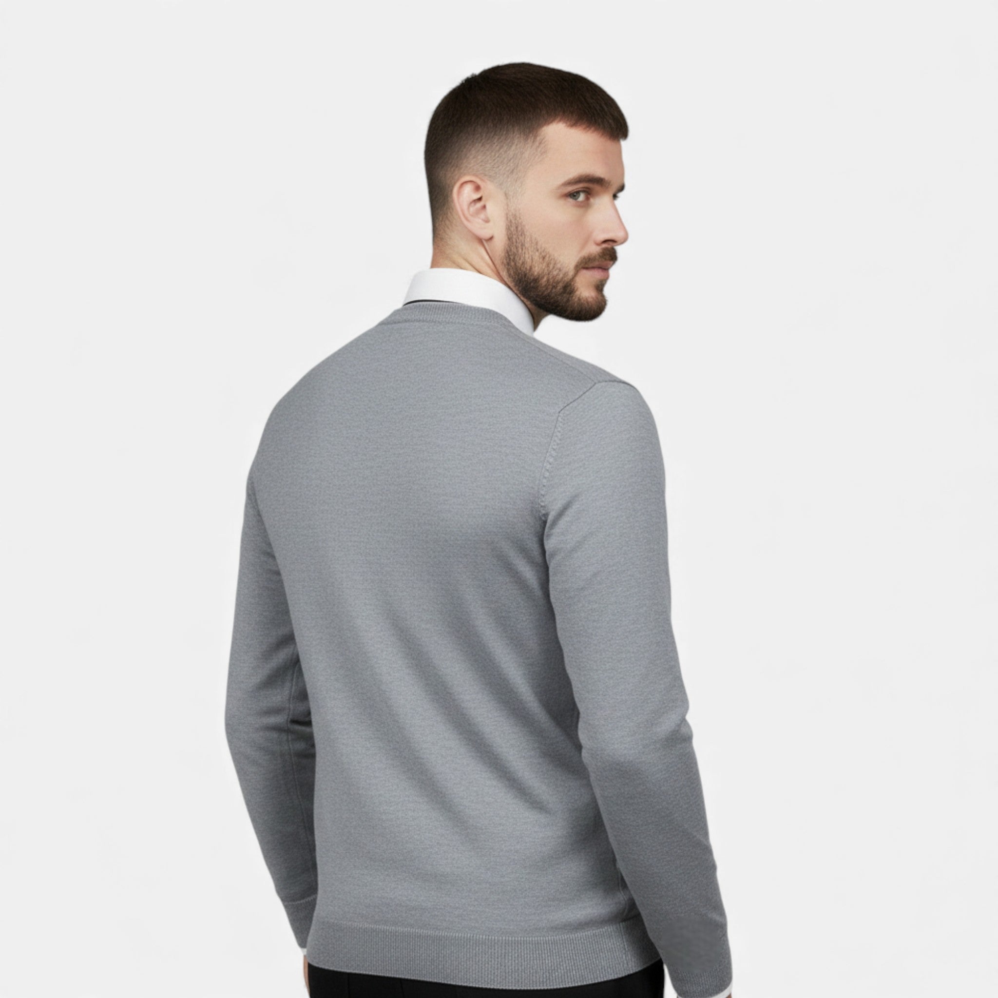 Men’s V-Neck Knit Sweater | Warm Wool Blend | Casual Autumn/Winter Wear