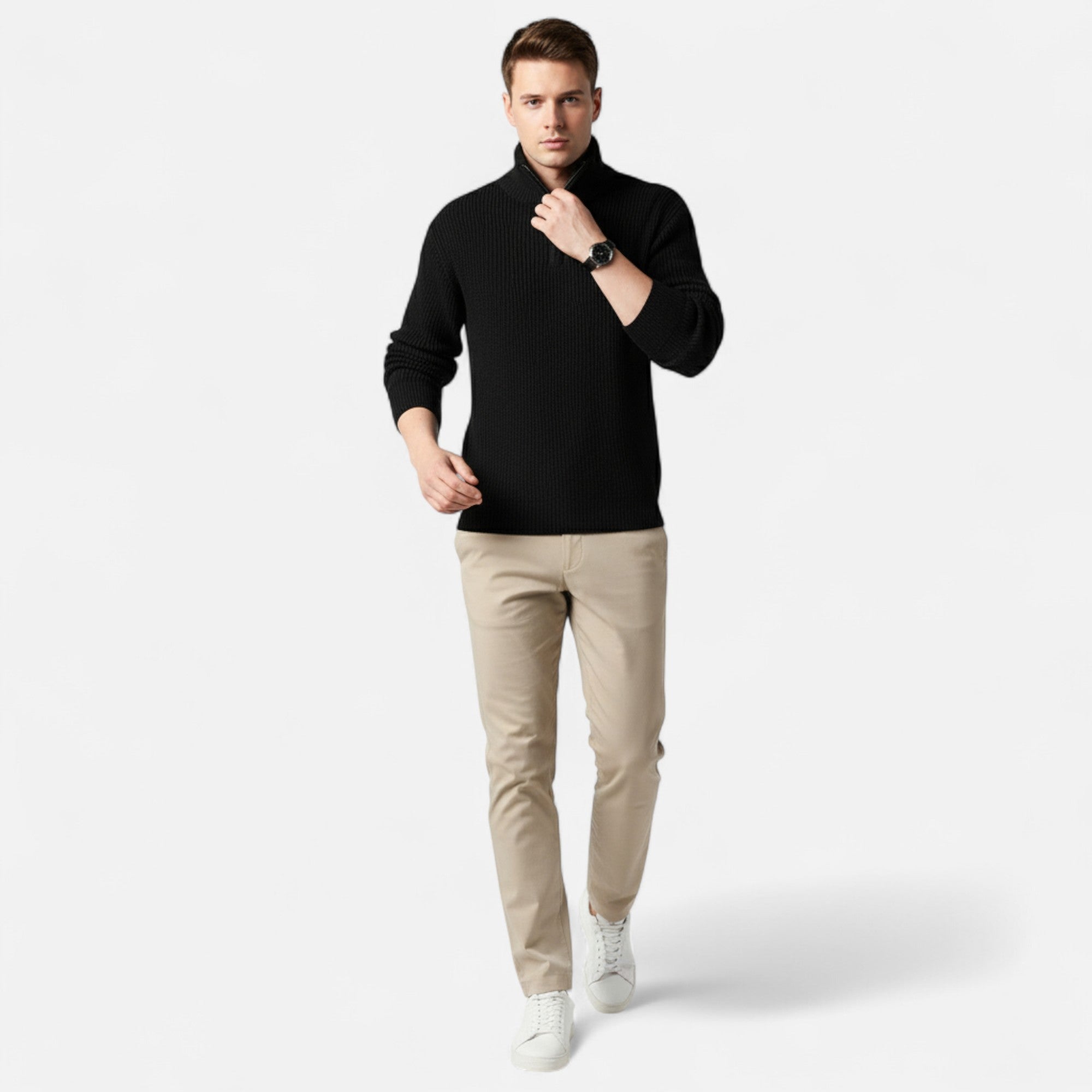 Men's Wool-Blend Half-Zip Sweater | Casual Knitwear for Everyday Wear