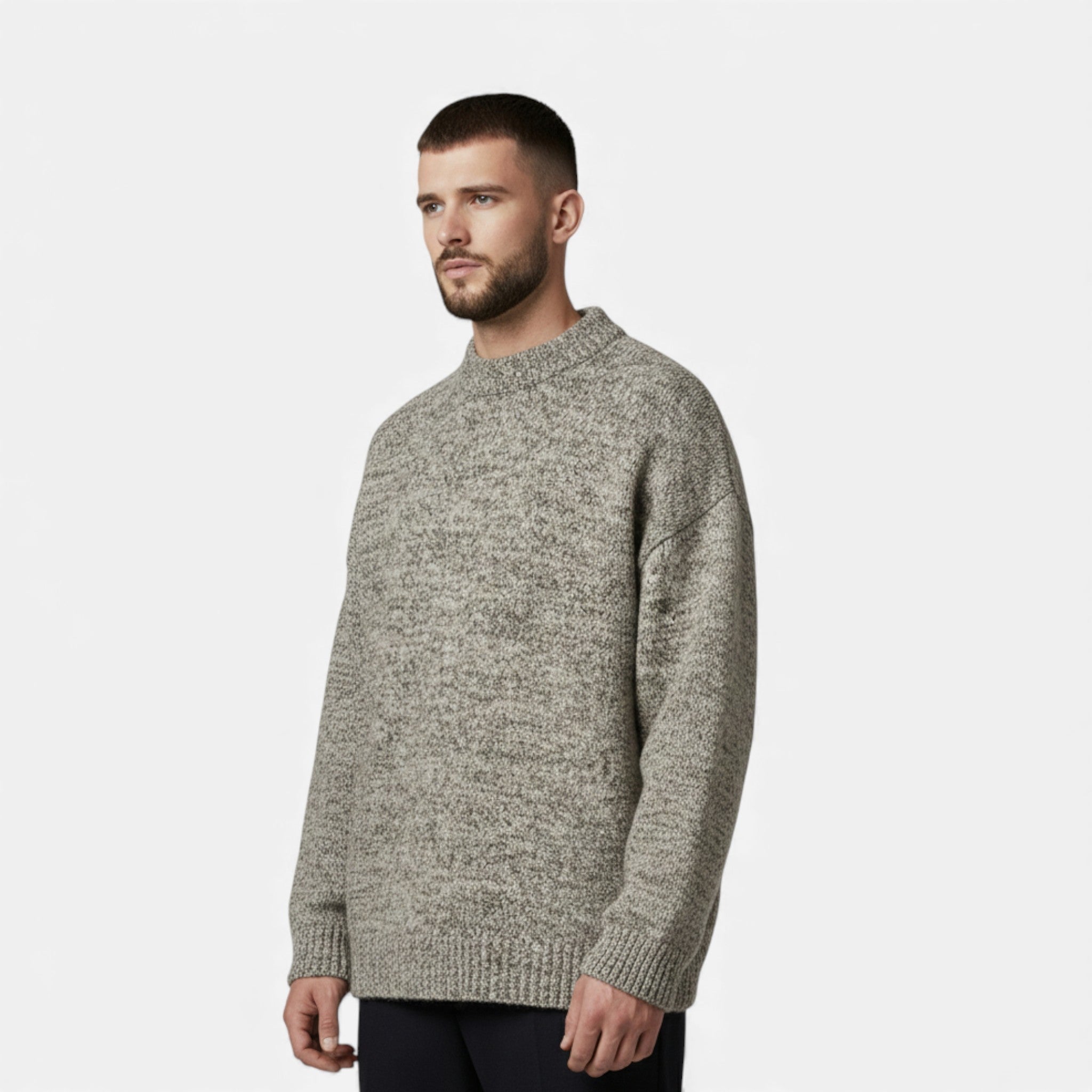Men's Wool-Effect Crew Neck Sweater | Warm, Casual Knitwear for Everyday Wear
